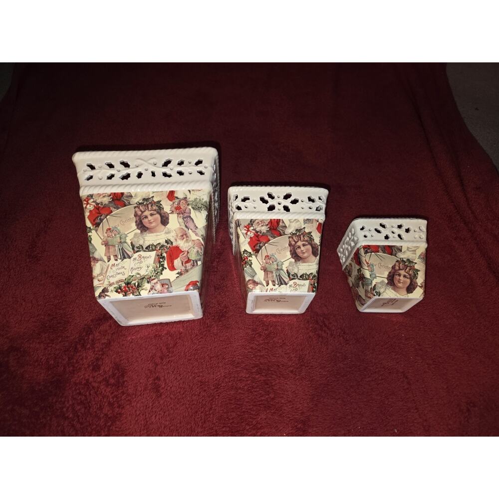 Madison & Max Victorian Holiday Chintz Cachepots Set of 3 Christmas Boxed